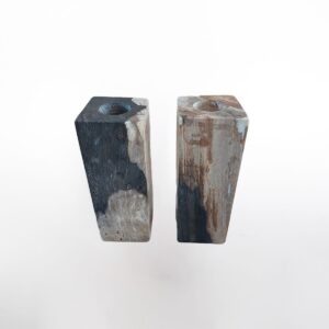 Petrified Wood Candle Holder set S