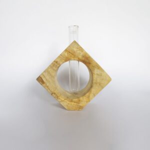 Petrified Wood Rectangled Circle Glass Vas